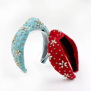 2022 क्रिसमस मखमल कपड़े के लिए लाल रंग knotted ज़ेब फूल आकार क्रिस्टल <span class=keywords><strong>hairband</strong></span> फैशन महिलाओं - Product Image 6