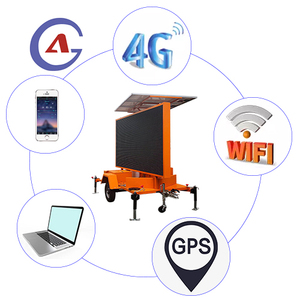 รถพ่วง VMS ความสว่างสูง |   ป้ายไฟ LED สีเหลืองอำพันพลังงานแสงอาทิตย์สำหรับการจราจรบนทางหลวง - Product Image 1