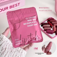 Coffret de 12 mini rouges à lèvres capsules transfrontalier, couleurs variées, format voyage, longue tenue, fini mat