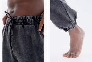 Joggers délavés vintage-Pantalons de survêtement pour hommes en détresse Taille haute French Terry Lounge Pants, Streetwear surdimensionné unisexe - Product Image 6