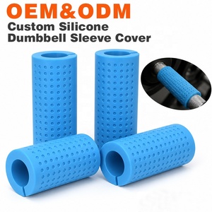 Manufacturer Custom Silicone Dumbbell Cover <b>Weight</b> Lifting Non Slip Gym Fitness Workout <b>Barbell</b> Handle Grip Protection Sleeve - Product Image 1