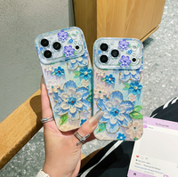 Coque de téléphone antichoc et étanche en TPU IMD avec perforations décoratives, motif peinture à l'huile, protection anti-lumière bleue et colle anti-goutte