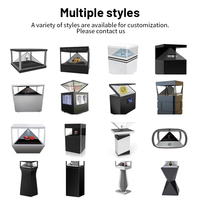 Vitrine holographique interactive 3D à 270 degrés en forme de pyramide, 3 faces, avec écran LCD transparent, pour événements intérieurs, OEM pour entreprises