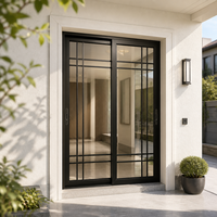 Porte coulissante double en alliage d'aluminium moderne, résistante à l'humidité, pour salle de bain intérieure