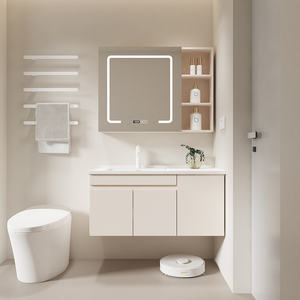Simple <b>white</b> bathroom cabinet smart <b>mirror</b> cabinet hanging <b>white</b> cabinet body <b>white</b> washbasin - Product Image 6