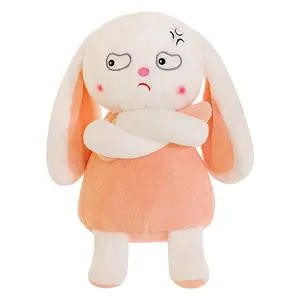 cpc super soft plush toy angry rabbit expression doll cute rabbit doll cloth easter children's day girl birthday gift