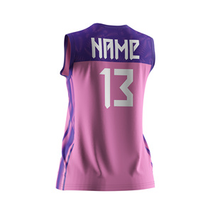 เสื้อวอลเลย์บอลแขนกุดสีชมพูสำหรับทีมหญิง พิมพ์ลายเฉพาะตัว เย็บตะเข็บเสริมความแข็งแรง - Product Image 6
