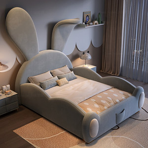 Letto per Bambine in Pelle di Coniglio di Alta Qualità, Moderno e Lussuoso, Arredamento Carino per <span class=keywords><strong>Camerette</strong></span> - Product Image 3