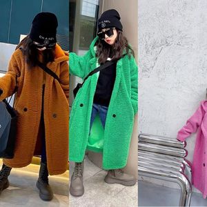 Abrigo Largo de Lana para Bebés y Niñas Pequeñas, Color Marrón y Verde Sólido, Otoño-Invierno 2021, Ropa de Piel Sintética M21231087 - Product Image 2