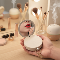 Chauffe-mains portable rechargeable par USB et miroir de maquillage avec protection contre la surchauffe, utilisation domestique et extérieure, rose