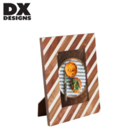 Bingkai Foto Resin Kayu Motif Garis Diagonal DX Designs Ukuran 4x6 5x7 8x10 Inci, Bingkai Gambar Kayu Berdiri Sendiri, Dekorasi Rumah Bergaya Retro untuk Meja