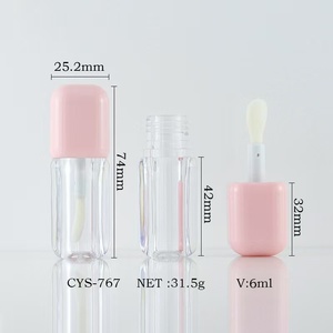 Tubos de Brillo Labial de 6 ml con Aplicador de Pincel Grande, Botellas de Aceite Labial de Lujo en Blanco/Rosa/Negro, Tubo de Brillo Labial - Product Image 6