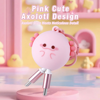 Kabel Pengisi Daya Cepat Retraktil 60W Axolotl Pink Lucu USB C ke USB C Universal Kartun 3D PVC Axolotl Tipe C