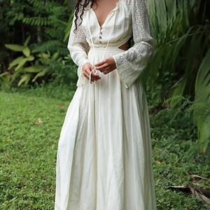 Nuevo Vestido Largo de Verano para Mujer 2025, Vestido de Manga Larga con Encaje para Vacaciones - Product Image 1