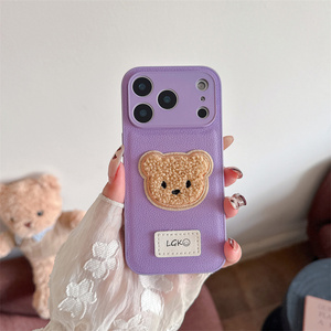 เคสโทรศัพท์มือถือลายการ์ตูนหมีหนังกำมะหยี่นุ่ม สำหรับ iPhone 17 16 15 14 Pro Max น่ารัก ปักลาย DIY สีสันสดใส ป้องกันการกระแทก - Product Image 4