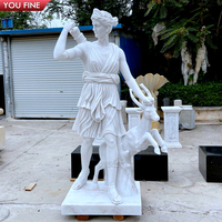 YOUFINE décoration de terrain de chasse exquise Antique grandeur nature blanc Artemis marbre Diana Hunter Dieu Statue à vendre