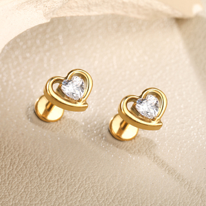 Lingchee titanio cartilagine orecchino a cuore orecchino da donna colore <span class=keywords><strong>argento</strong></span> trago elica Piercing - Product Image 5