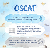 OSCAT Équipement vétérinaire réutilisable, chenil pour chien avec séparateur, cages empilables pour chiens avec plateau et porte d'alimentation (acier inoxydable)