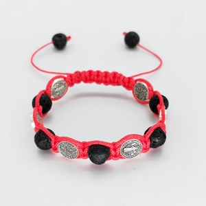 LC20250122 <span class=keywords><strong>Rosario</strong></span> Religioso con Croce di Gesù in Pietra Lavica Naturale, Corda Rossa Fatta a Mano, per Uomo e <span class=keywords><strong>Donna</strong></span> - Product Image 6