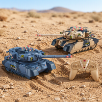Cadeau pour garçons : char de terrain télécommandé 2,4 GHz 10 canaux avec son et lumière, construction métallique, piles incluses