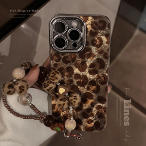 Custodia per telefono di lusso con stampa leopardata glitterata e cordino per <span class=keywords><strong>iPhone</strong></span> 17 16 Plus 11 12 13 14 15 Pro Max X XR <span class=keywords><strong>XS</strong></span> MAX Cover posteriore - Product Image 1