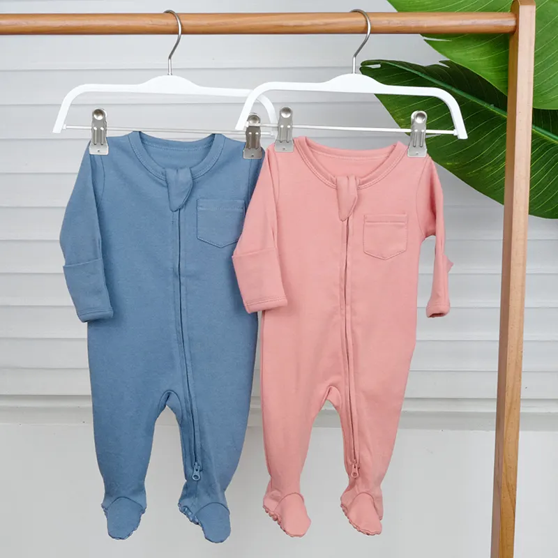 Macacão com zíper para bebês meninas, macacão duplo para dormir, pijama 100% algodão para roupas de bebê
