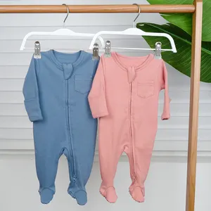 Baby Girl Zipper Jumpsuit Onesie Sleeper Sleepwear Double Way Fitted Footie Pajamas 100% Cotton Romper For Baby Clothes