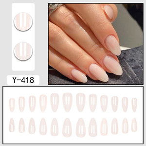 Minimaliste INS lait <span class=keywords><strong>blanc</strong></span> ABS ongles conseils 24 pièces transfrontalier carré portable <span class=keywords><strong>faux</strong></span> ongles en gros Nail Art Design pour les doigts - Product Image 6