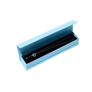 High Quality Custom Blue Cardboard <b>Paper</b> Rectangle Jewelry Box Simple Style Packaging Case - Product Image 2