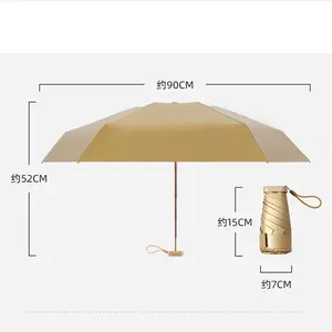 Portátil protección UV del sol y la lluvia paraguas Mini 5 paraguas plegable
