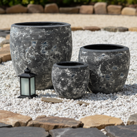 Vente en gros d'usine : Pots de fleurs rustiques vintage en fibro-ciment, durables et légers, avec trou de drainage pour la maison et le jardin