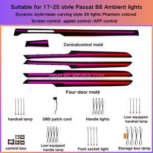 Luz LED decorativa para Interior de coche Symphony, 29 <span class=keywords><strong>colores</strong></span> para VW Magotan <span class=keywords><strong>Arteon</strong></span> para Passat B8 2017-2023, Interior de coche - Product Image 2