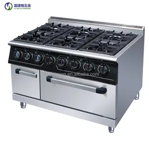 6燃烧器900系列欧式燃气灶商用炉灶带橱柜广州工厂高品质厨房烤箱