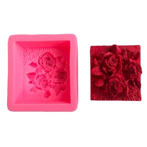 Gül tomurcuk sabun kalıp gül çiçek çiçeği silikon kalıp dikdörtgen losyon Bar yapımı için DIY silikon kalıp mum - Product Image 1