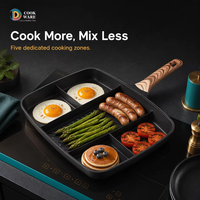 Plaques de cuisson rectangulaires modernes à 5 compartiments, à fond à induction, antiadhésives, à conduction rapide de la chaleur, pour grillades, fritures et rôtis