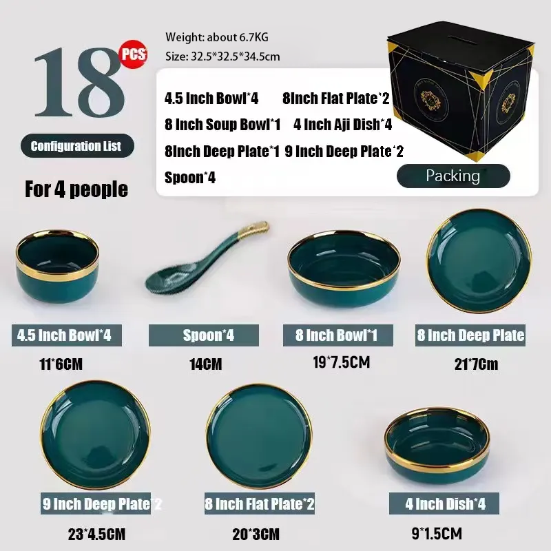 4 personas Set (18PCS)