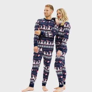 Christmas <b>Matching</b> Family Pajamas Set <b>Long</b> Sleeve Knitted Cotton Print Winter Sleepwear Full Length Cozy Homewear - Product Image 6
