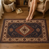 Tapis classique en velours imitation diamant à motif médaillon pour salon et chambre à coucher