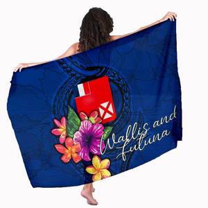 Logotipo personalizado/Imagen Sarong <span class=keywords><strong>Wallis</strong></span> y <span class=keywords><strong>Futuna</strong></span> Polynesian Cover Ups Wrap Floral Seal Blue Print Sarongs Pareos Bikini Beach Traje de baño - Product Image 1