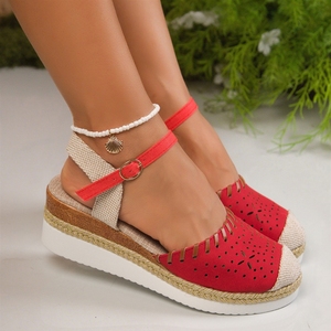 Nouvelle Collection 2026 – Sandales <span class=keywords><strong>compensées</strong></span> <span class=keywords><strong>espadrilles</strong></span> pour femme, <span class=keywords><strong>bout</strong></span> <span class=keywords><strong>fermé</strong></span>, perforées, avec bride de cheville, antidérapantes, décontractées - Product Image 3