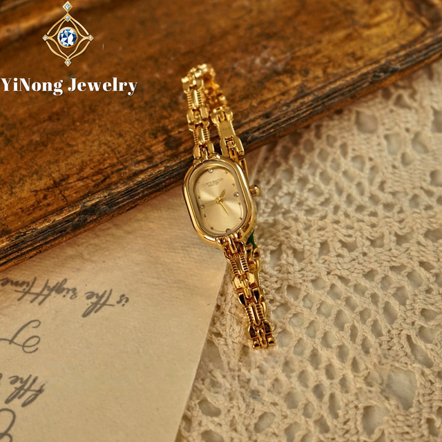 Luxury Mini Oval Gold Quartz Watch Elegant Small Dial Pointer Waterproof Golden Metal Band Ladies Dress Watch for Daily