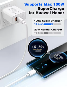 EU 100W <span class=keywords><strong>supercharge</strong></span> Type C ชาร์จเร็วสำหรับ <span class=keywords><strong>Huawei</strong></span> Honor 200 Pro 200 Lite Magic7 6 5 4 3 Lite 100W ที่ชาร์จ USB-C PD สาย USB C - Product Image 2