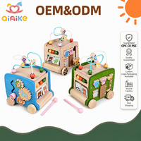 Cubo de Actividades de Madera para Bebés Qiaike, Juguetes Educativos Montessori, Juguete de Aprendizaje, Autobús Multifuncional, Caja de Actividades, Habilidades Motoras Finas para Niños