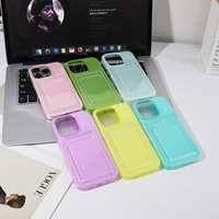 Coques de téléphone antichoc 2-en-1 en TPU couleur bonbon, transparentes avec porte-cartes, pour iPhone 17, 16, 15 – Vente Flash
