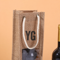 Sac cadeau en lin pour vin, sac à main pour une ou deux bouteilles de vin, sac d'emballage personnalisé avec logo pour vin rouge, liqueur, whisky