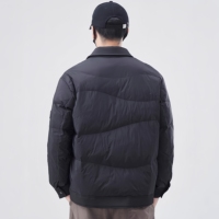 Manteau d'hiver pour homme, marron, à col, style doudoune, boutonné, chaud, avec poignets côtelés, style business casual