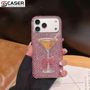 Coque de <span class=keywords><strong>téléphone</strong></span> antichoc élégante et luxueuse avec motif verre à martini et strass, sensation glacée, pour iPhone 17/16/15 - Product Image 6