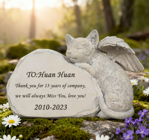 Marcador Conmemorativo de Resina Personalizable con Forma de Gato Ángel - Nombre/Fecha Grabable, Ideal para Homenaje a Mascotas de Jardín y Recuerdo de Felinos - Product Image 3