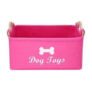 REACH eco friendly storage baskets Felt Pet Dog Toy Box And Dog Toy Basket Storage With wooden Handles