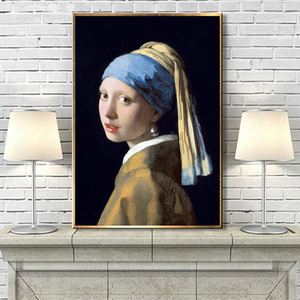 Ritratto realistico dipinto a mano la ragazza che indossa orecchini di perle dipinto ad olio su tela per la decorazione della stanza ritratto di figure famose - Product Image 3